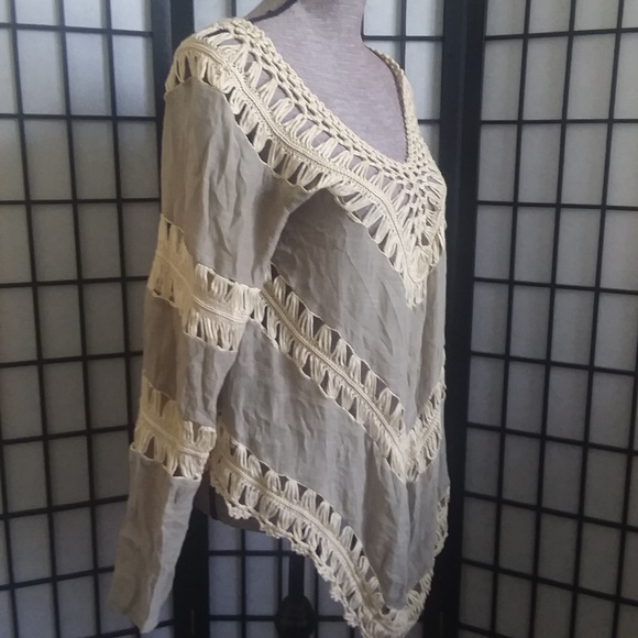Umgee Womens Size M Crochet Top Beige - Picture 4 of 7